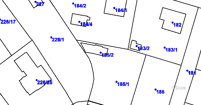 Parcela st. 185/2 v KÚ Čelkovice, Katastrální mapa