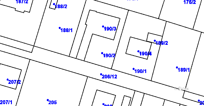 Parcela st. 190/2 v KÚ Čelkovice, Katastrální mapa