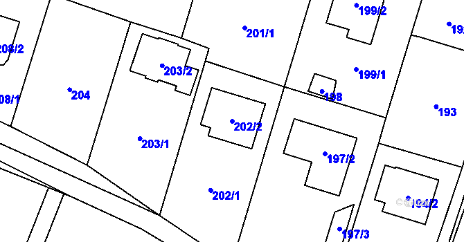 Parcela st. 202/2 v KÚ Čelkovice, Katastrální mapa
