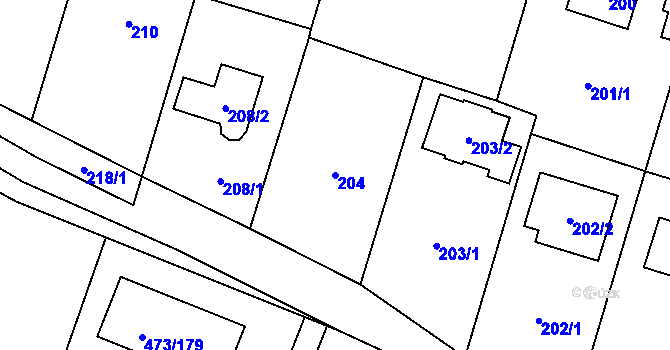 Parcela st. 204 v KÚ Čelkovice, Katastrální mapa