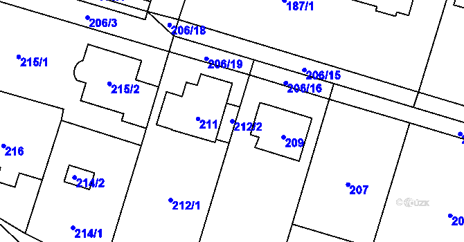 Parcela st. 212/2 v KÚ Čelkovice, Katastrální mapa