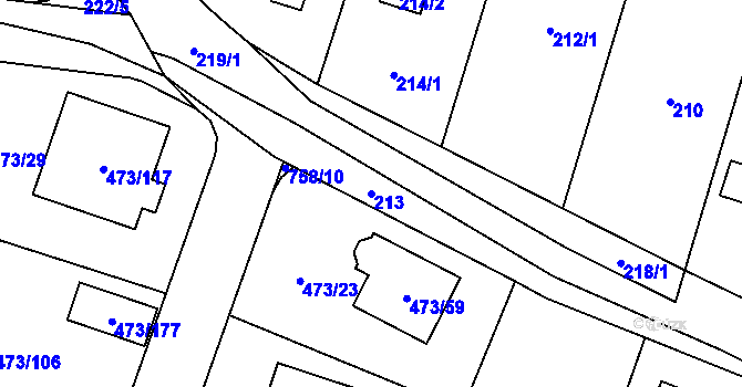 Parcela st. 213 v KÚ Čelkovice, Katastrální mapa