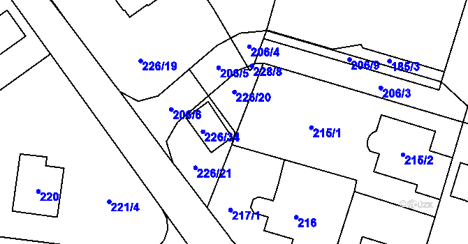 Parcela st. 219/4 v KÚ Čelkovice, Katastrální mapa