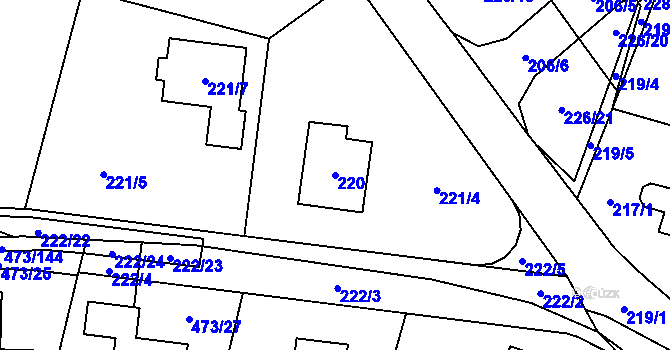 Parcela st. 220 v KÚ Čelkovice, Katastrální mapa