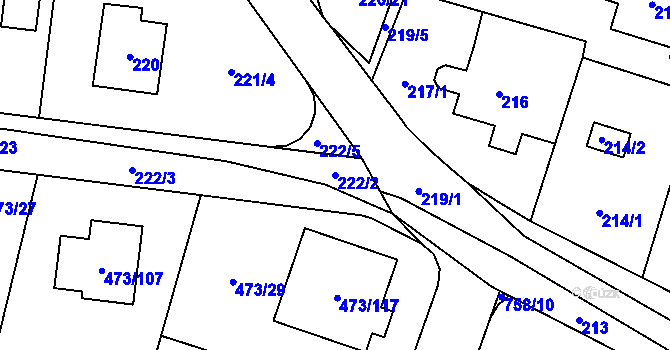 Parcela st. 222/2 v KÚ Čelkovice, Katastrální mapa