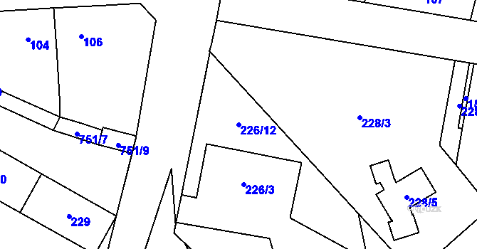 Parcela st. 226/12 v KÚ Čelkovice, Katastrální mapa