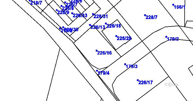 Parcela st. 226/16 v KÚ Čelkovice, Katastrální mapa