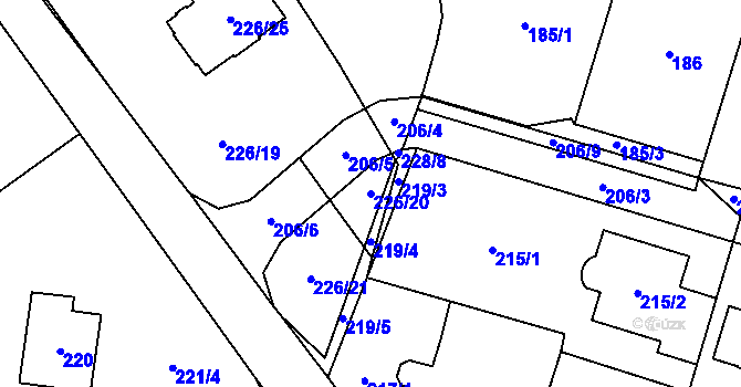 Parcela st. 226/20 v KÚ Čelkovice, Katastrální mapa