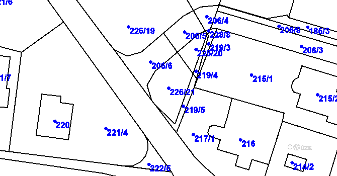 Parcela st. 226/21 v KÚ Čelkovice, Katastrální mapa