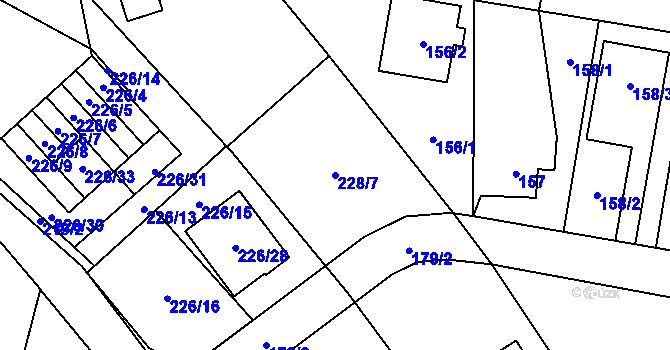 Parcela st. 228/7 v KÚ Čelkovice, Katastrální mapa