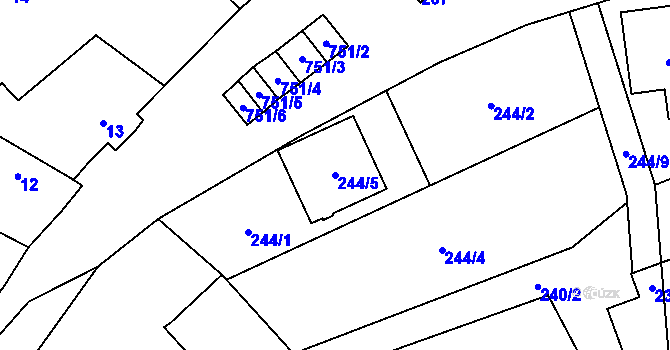 Parcela st. 244/5 v KÚ Čelkovice, Katastrální mapa