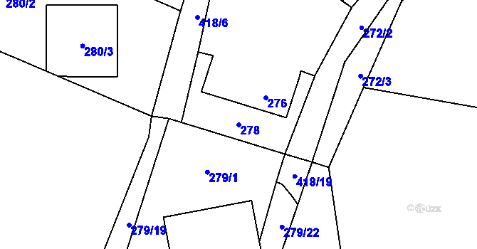 Parcela st. 278 v KÚ Čelkovice, Katastrální mapa