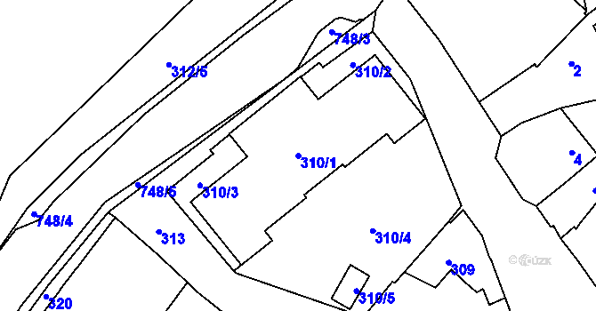 Parcela st. 310/1 v KÚ Čelkovice, Katastrální mapa