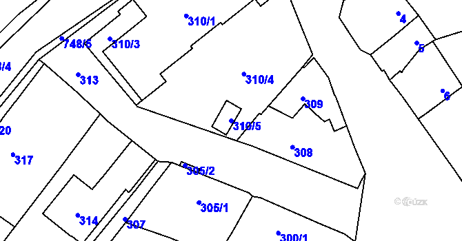 Parcela st. 310/5 v KÚ Čelkovice, Katastrální mapa