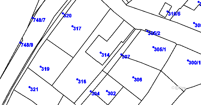 Parcela st. 314 v KÚ Čelkovice, Katastrální mapa