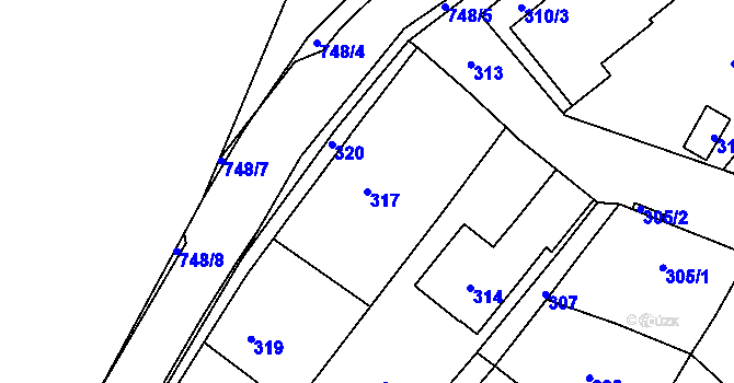 Parcela st. 317 v KÚ Čelkovice, Katastrální mapa