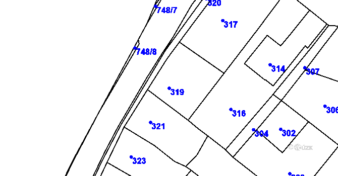 Parcela st. 319 v KÚ Čelkovice, Katastrální mapa