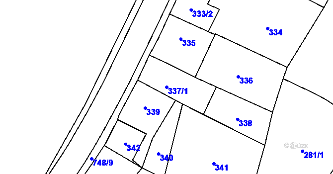 Parcela st. 337/1 v KÚ Čelkovice, Katastrální mapa