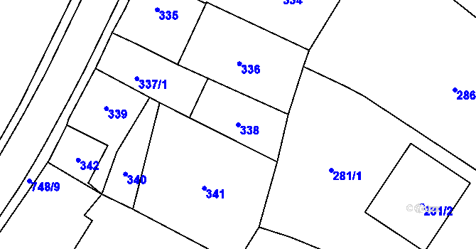 Parcela st. 338 v KÚ Čelkovice, Katastrální mapa