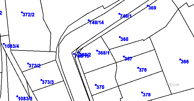 Parcela st. 368/1 v KÚ Čelkovice, Katastrální mapa