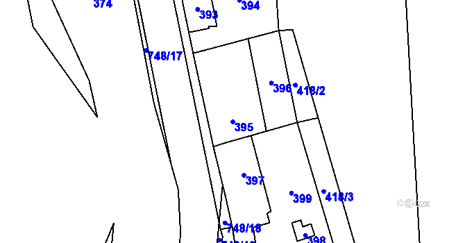 Parcela st. 395 v KÚ Čelkovice, Katastrální mapa