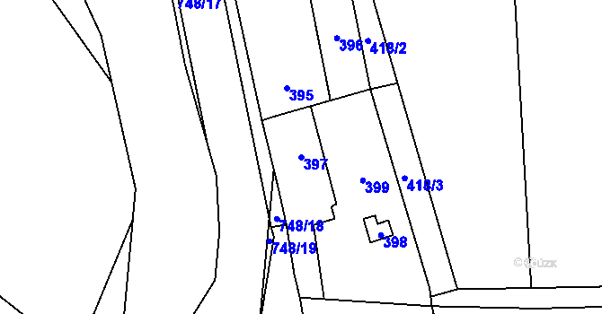 Parcela st. 397 v KÚ Čelkovice, Katastrální mapa