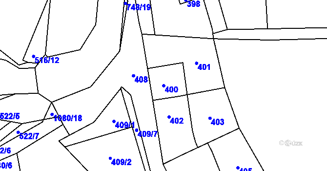 Parcela st. 400 v KÚ Čelkovice, Katastrální mapa
