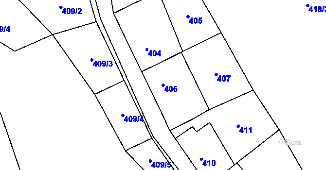 Parcela st. 406 v KÚ Čelkovice, Katastrální mapa