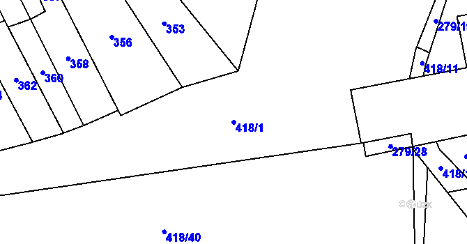 Parcela st. 418/1 v KÚ Čelkovice, Katastrální mapa