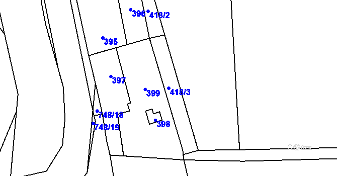 Parcela st. 418/3 v KÚ Čelkovice, Katastrální mapa