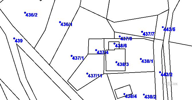 Parcela st. 437/4 v KÚ Čelkovice, Katastrální mapa