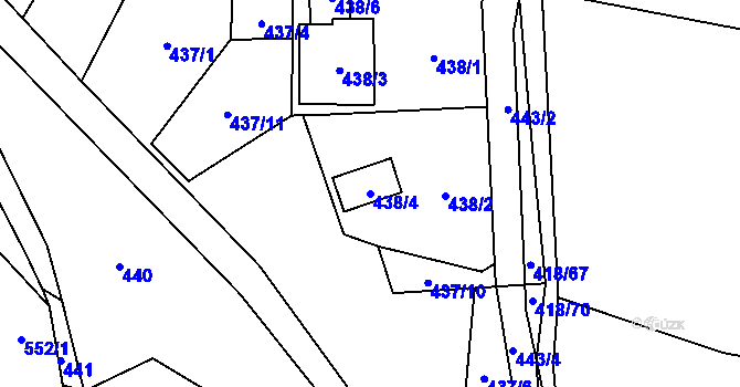 Parcela st. 438/4 v KÚ Čelkovice, Katastrální mapa
