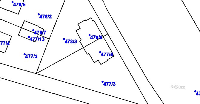 Parcela st. 477/5 v KÚ Čelkovice, Katastrální mapa