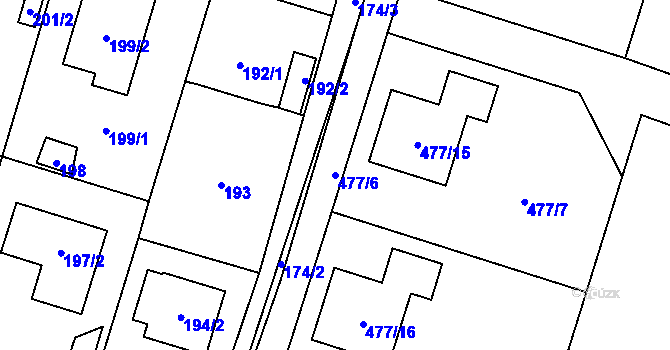 Parcela st. 477/6 v KÚ Čelkovice, Katastrální mapa
