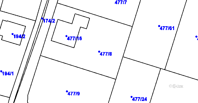 Parcela st. 477/8 v KÚ Čelkovice, Katastrální mapa