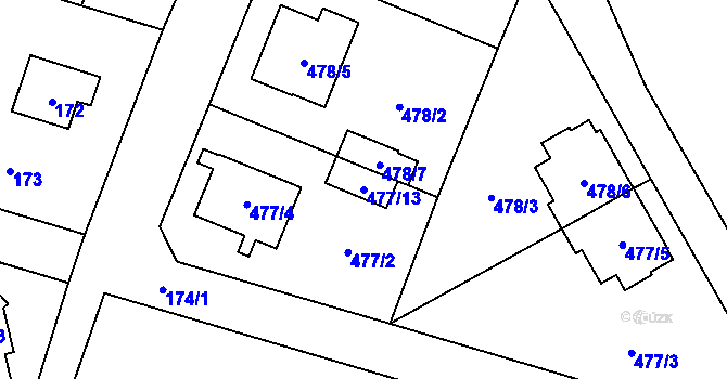 Parcela st. 477/13 v KÚ Čelkovice, Katastrální mapa