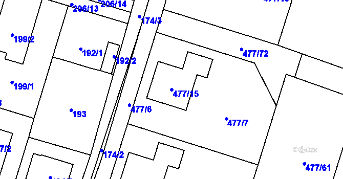 Parcela st. 477/15 v KÚ Čelkovice, Katastrální mapa