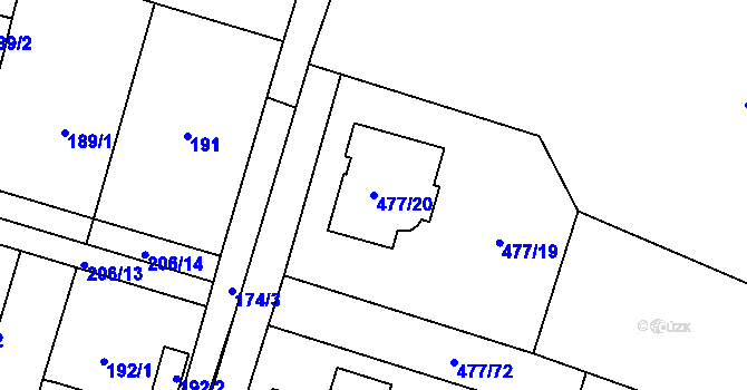 Parcela st. 477/20 v KÚ Čelkovice, Katastrální mapa