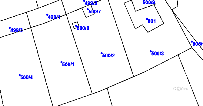 Parcela st. 500/2 v KÚ Čelkovice, Katastrální mapa