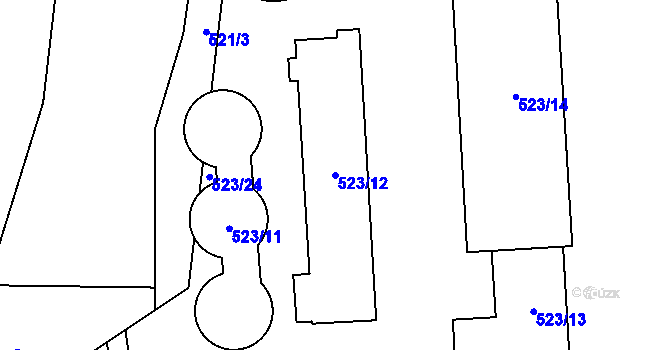 Parcela st. 523/12 v KÚ Čelkovice, Katastrální mapa