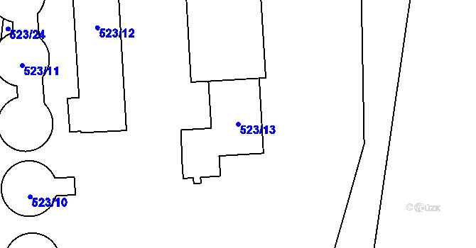 Parcela st. 523/13 v KÚ Čelkovice, Katastrální mapa