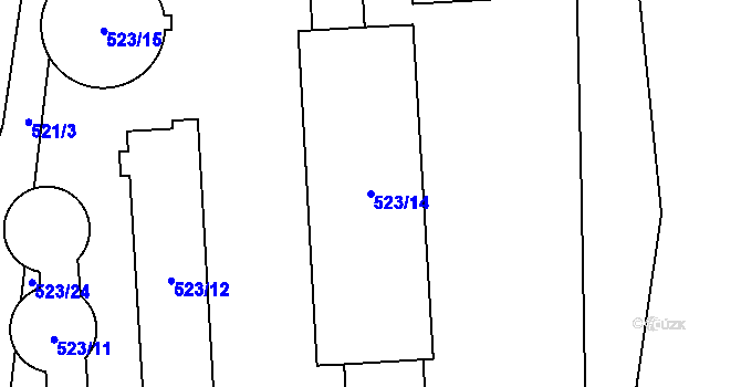 Parcela st. 523/14 v KÚ Čelkovice, Katastrální mapa