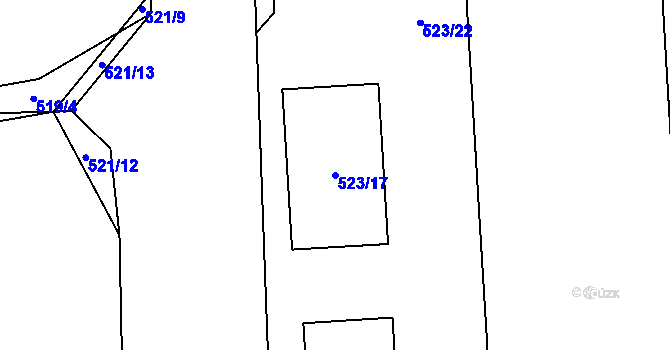 Parcela st. 523/17 v KÚ Čelkovice, Katastrální mapa