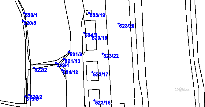 Parcela st. 523/22 v KÚ Čelkovice, Katastrální mapa
