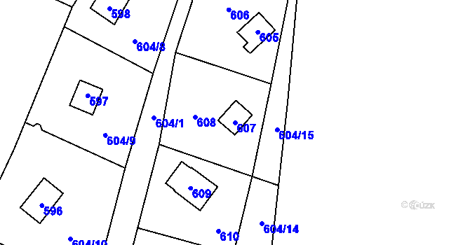 Parcela st. 607 v KÚ Čelkovice, Katastrální mapa