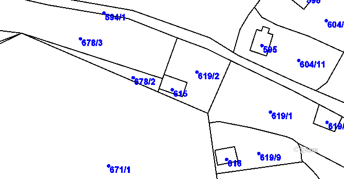 Parcela st. 615 v KÚ Čelkovice, Katastrální mapa
