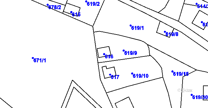 Parcela st. 616 v KÚ Čelkovice, Katastrální mapa