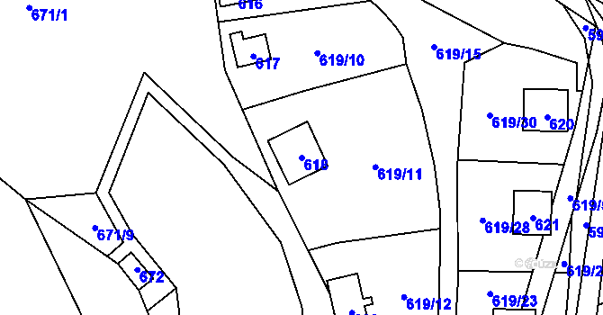 Parcela st. 618 v KÚ Čelkovice, Katastrální mapa