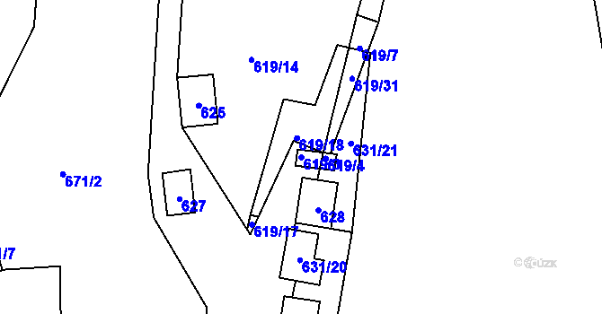 Parcela st. 619/3 v KÚ Čelkovice, Katastrální mapa