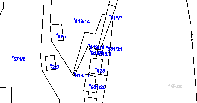 Parcela st. 619/4 v KÚ Čelkovice, Katastrální mapa
